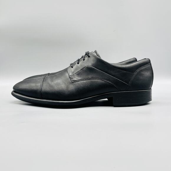 Ecco Shoes Mens 11 Black Leather Citytray Cap Toe Oxford Lace Up Slip On Dress main image 10